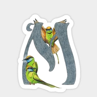 Avian Alphabet M - Green bee-eater Sticker